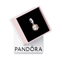 Pandora Queen & Regal Crown Dangle Charm Pulseiras Queen Charm Moments Charm Presente para ela Prata esterlina e mistura de metal exclusiva banhada a ouro rosa 14k com caixa de presente