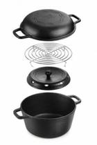 Panela 4 em 1 Panela Mineira Defumador, Caçarola, Frigideira e Forno Holandês 8,2 Litros