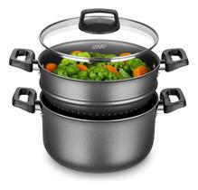 Panela A Vapor Cozivapor 3 Em 1 Antiaderente 3,2 L Grafite Mta Com Tampa Cozinhar Alimentos Panela A Vapor Cozivapor 3 Em 1 Antiaderente 3,2 L Grafite Mta Com Tampa Cozinhar Alimentos