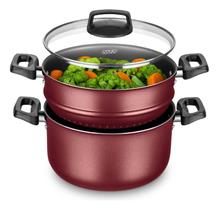 Panela A Vapor Cozivapor 3 Em 1 Antiaderente 3,2L Cereja Mta