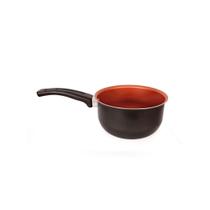 Panela Antiaderente 16 cm com Tampa de Vidro Preto e Cobre