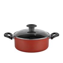 Panela Antiaderente Caçarola Avulsa Teflon Com Tampa De Vidro Nº 24cm