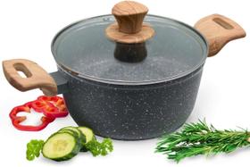 Panela Antiaderente Caçarola Premium Avulsa Indução Com Tampa Cinza 20cm Panela Antiaderente Caçarola Premium Avulsa Indução Com Tampa Cinza 20cm