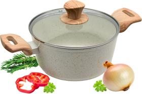 Panela Antiaderente Caçarola Premium Avulsa Indução Com Tampa Creme 20cm Panela Antiaderente Caçarola Premium Avulsa Indução Com Tampa Creme 20cm