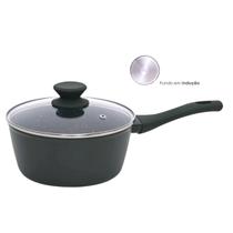 Panela Antiaderente Cerâmica 16cm Cooktop Fogão Indução Avulsa 1,3L Marmol MimoStyle