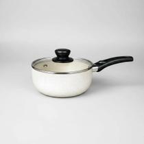 Panela Antiaderente Cerâmica 18cm Tampa Vidro Gourmet Fratelli Nude