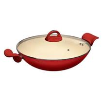 Panela antiaderente com alças wok intense 32cm euro home vermelho Panela antiaderente com alças wok intense 32cm euro home vermelho