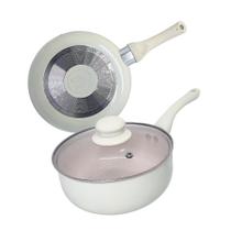 Panela Antiaderente De Cerâmica Vanilla Tampa De Vidro 16cm Panela Antiaderente De Cerâmica Vanilla Tampa De Vidro 16cm