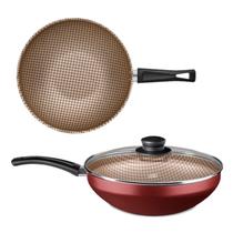Panela Antiaderente Frigideira Wok Flora 4,3L Com Tampa Mta