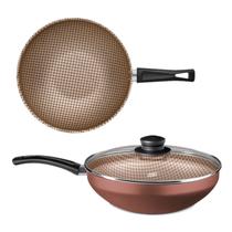 Panela Antiaderente Frigideira Wok Flora 4,3L Com Tampa Mta Panela Antiaderente Frigideira Wok Flora 4,3L Com Tampa Mta