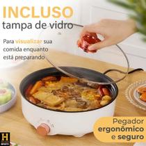 Panela Assadeira Caçarola frigideira Elétrica Antiaderente 3 Níveis 600w Azul eficiência AAA+