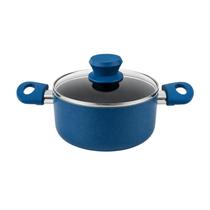 Panela Azul 18cm Antiaderente Cerâmica com Tampa de Vidro Panela Azul 18cm Antiaderente Cerâmica com Tampa de Vidro