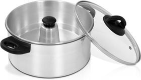 Panela banho maria p/pudim c/tampa vidro