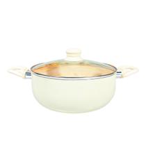 Panela Caçarola 20 Cm 2,25 l Fundo Triplo de Indução Mármore Creme