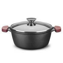 Panela Caçarola 3,0 Litros 22cm em Ferro Fundido para Forno/Fogão com Tampa de Vidro 8341 MTA