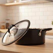 Panela Caçarola 9,3 Litros Resistente Antiaderente Tampa De Vidro