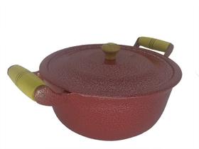 Panela Caçarola Alumínio Vermelho Alça e Pomel de Madeira 18 Cm