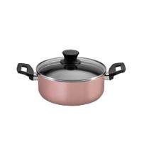 Panela Caçarola antiaderente 18cm c/ tampa de vidro Rosê Magnific Panelux
