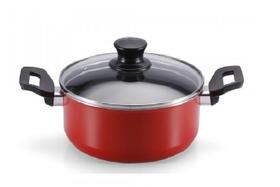 Panela Caçarola antiaderente 20cm c/ tampa de vidro Vermelho Magnific Panelux