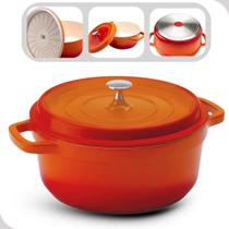 Panela Caçarola Antiaderente 2,4L Grossa Vermelha Laranja Com Tampa Hercules