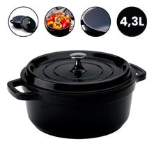 Panela Caçarola Antiaderente 4,3L Grossa Preta Com Tampa Hercules