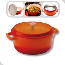 Panela Caçarola Antiaderente 6,8L Grossa Vermelha Laranja Com Tampa Hercules