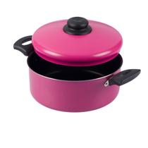 Panela Caçarola Antiaderente com Tampa 22Cm 3L Rosa Nacional Panela Caçarola Antiaderente com Tampa 22Cm 3L Rosa Nacional