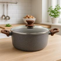 Panela Caçarola Antiaderente Mimo Style 24cm Grafito Fundo Triplo Fogão de Indução