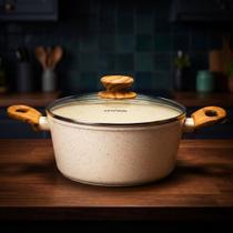 Panela Caçarola Antiaderente Mimo Style 28cm Marmorizada Fundo Triplo Fogão de Indução