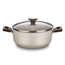 Panela Caçarola Aura Tampa de Vidro 1,8L Cor Baunilha MTA 1256