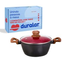Panela Caçarola Cerâmica Antiaderente N16 Red Marble Indução Fogão Cooktop Vermelho Duralar