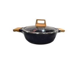 Panela Caçarola Cerâmica com tampa de vidro Azul escuro que Vai em fogão de Indução - 24 cm
