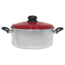 Panela Caçarola De Alumínio 2 Litros Com Tampa Vermelha 14,5cm Panela Caçarola De Alumínio 2 Litros Com Tampa Vermelha 14,5cm
