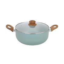 Panela Caçarola De Cerâmica Com Tampa De Vidro Antiaderente Sahara Verde 22cm Panela Caçarola De Cerâmica Com Tampa De Vidro Antiaderente Sahara Verde 22cm