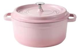 Panela Caçarola De Ferro Esmaltado Pesada Rosa 24cm