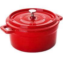 Panela Caçarola De Ferro Esmaltado Pesada Vermelha 22cm