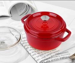 Panela Caçarola de ferro fundido Esmaltada Antiaderente com Tampa para Cozinhar e Assar