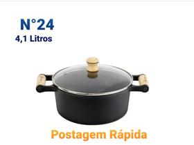 Panela Caçarola De Ferro N24 4,1 Litros Com Tampa Vidro Envio Imediato Panela Caçarola De Ferro N24 4,1 Litros Com Tampa Vidro Envio Imediato