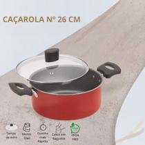 Panela Caçarola Enjoy 26cm c/ TP Vidro Antiaderente Cor Vermelho