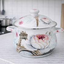 Panela Caçarola Esmaltada Decorativa Sopa Fogão Indução A5 Fogão à Gás Induction Cooktop Cozinha 3,6L 22cm com Tampa A5