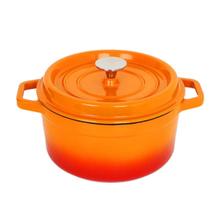 Panela Caçarola Ferro Fundido Maciço Com Tampa 3,6 Litros Esmaltada Laranja