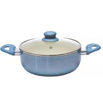 Panela Caçarola Gigante Antiaderente Com Revestimento de Cerâmica 30cm Azul Casa Ambiente 9 Litros