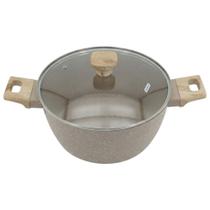 Panela Caçarola Indução Antiaderente Marble 24cm Cabo de Madeira