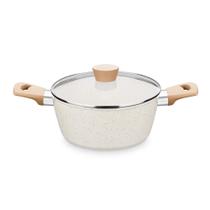 Panela Caçarola Linha Carmela Vanilla em Alumínio 3,8Lx24cm Ceramic Flon cor Creme MTA - 8468