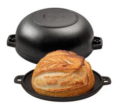 Panela Caçarola Multiuso Assadeira para Pão e Churrasco Dupla Face de Ferro Fundido Santana