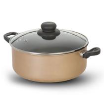 Panela Caçarola Pequena Antiaderente Creme e Preta nº16 Tampa de Vidro