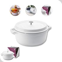 Panela Caçarola Redonda Antiaderente Cerâmico 6,8L Com Tampa Branca Hercules