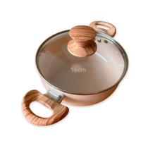 Panela Caçarola Revestimento Cerâmica Com Tampa 16 cm Creme