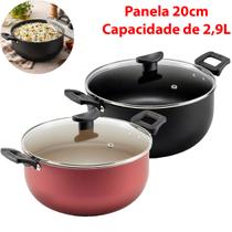 Panela Caçarola Teflon Antiaderente Tampa De Vidro No 20 Panela Caçarola Teflon Antiaderente Tampa De Vidro No 20