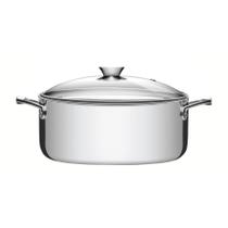Panela Caçarola Tramontina Grano 24cm 4,7L Aço Inox Auto-Brilho com Corpo Triplo e Tampa de vidro